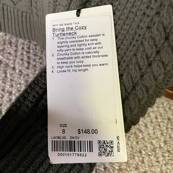 Bring the Cozy Turtleneck- Lululemon Size 8 NWT - Picture 2 of 5